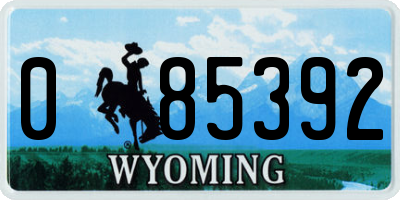 WY license plate 085392