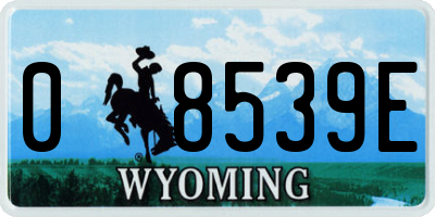 WY license plate 08539E