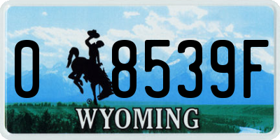 WY license plate 08539F