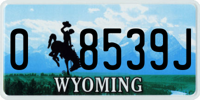 WY license plate 08539J