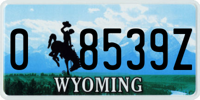 WY license plate 08539Z
