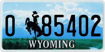 WY license plate 085402