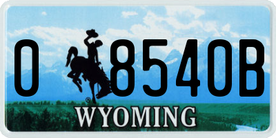 WY license plate 08540B