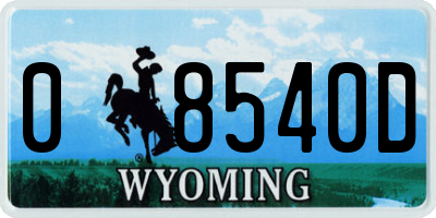 WY license plate 08540D