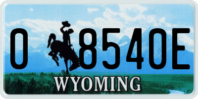 WY license plate 08540E