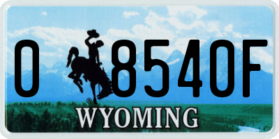 WY license plate 08540F