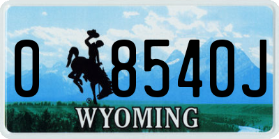 WY license plate 08540J