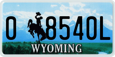 WY license plate 08540L