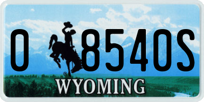 WY license plate 08540S