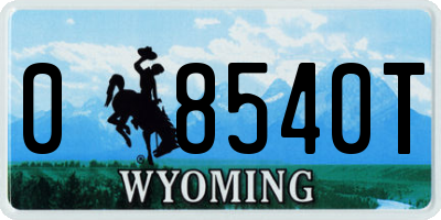 WY license plate 08540T