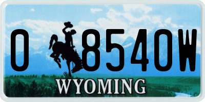 WY license plate 08540W