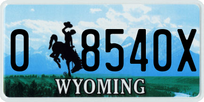 WY license plate 08540X