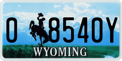 WY license plate 08540Y