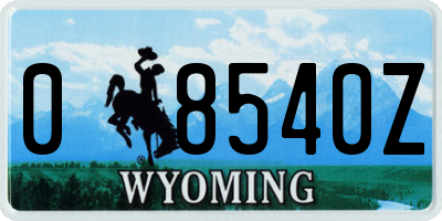 WY license plate 08540Z