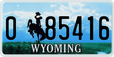 WY license plate 085416