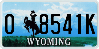 WY license plate 08541K