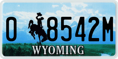 WY license plate 08542M