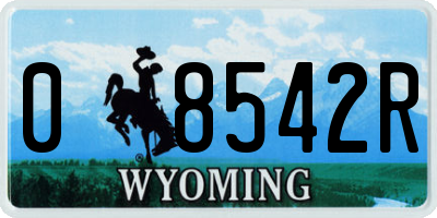 WY license plate 08542R