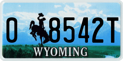 WY license plate 08542T