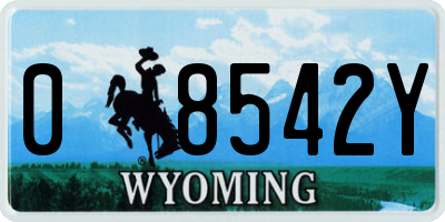 WY license plate 08542Y