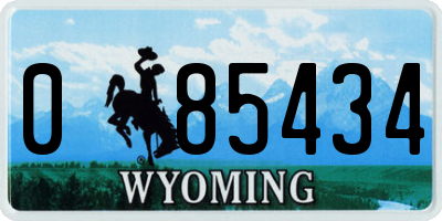 WY license plate 085434