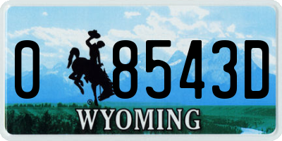 WY license plate 08543D