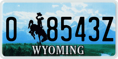 WY license plate 08543Z