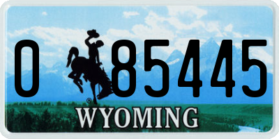WY license plate 085445