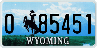 WY license plate 085451