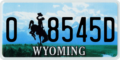 WY license plate 08545D