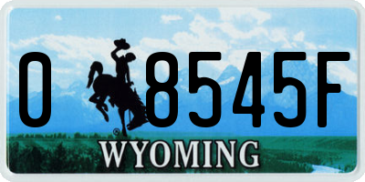 WY license plate 08545F