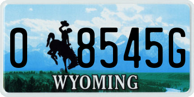 WY license plate 08545G