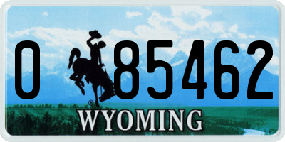 WY license plate 085462