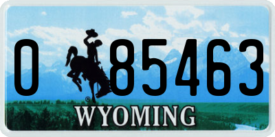 WY license plate 085463