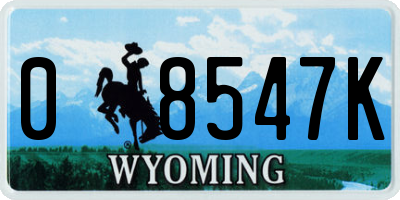 WY license plate 08547K