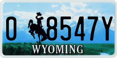 WY license plate 08547Y