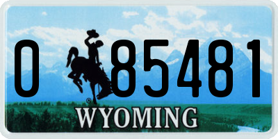 WY license plate 085481