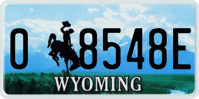 WY license plate 08548E