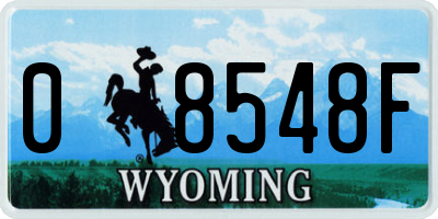 WY license plate 08548F