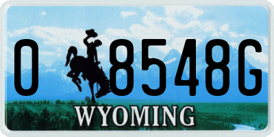 WY license plate 08548G