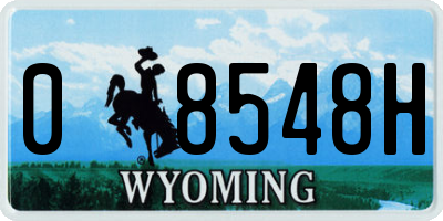 WY license plate 08548H