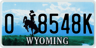 WY license plate 08548K