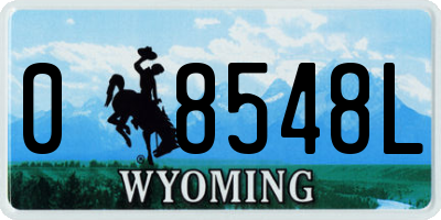 WY license plate 08548L
