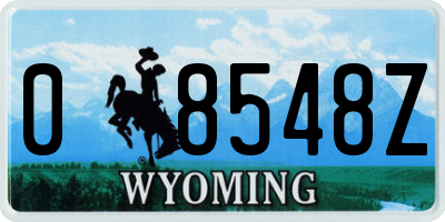 WY license plate 08548Z