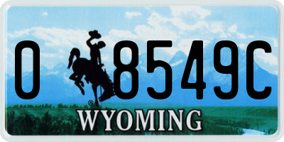 WY license plate 08549C