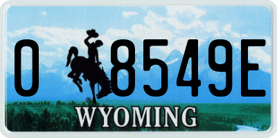 WY license plate 08549E