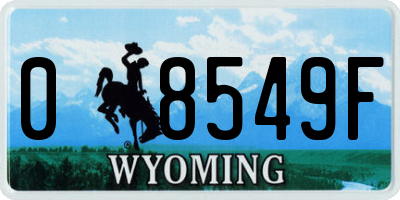 WY license plate 08549F