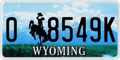 WY license plate 08549K