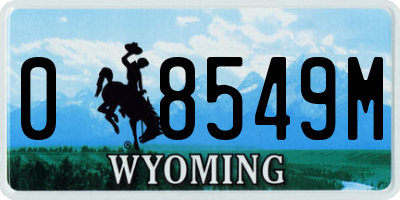 WY license plate 08549M