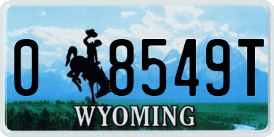 WY license plate 08549T
